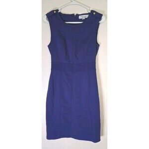Reynah Couture Royal Blue Sheath Dress Small S Gold Button Shoulder...